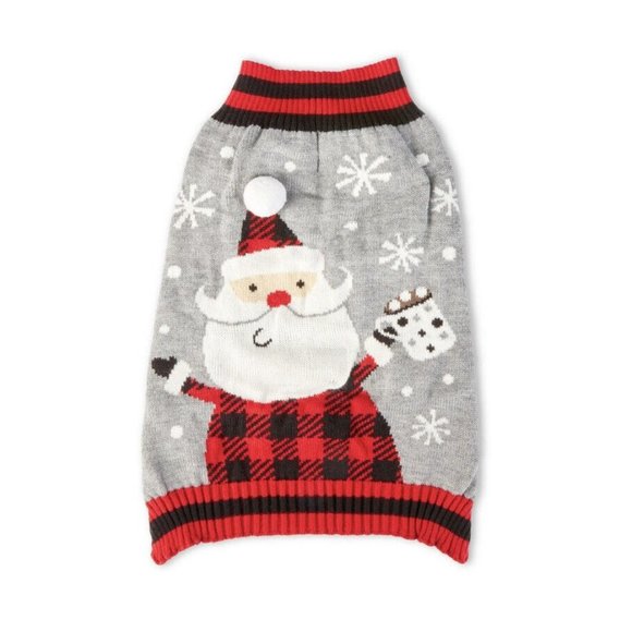 Vibrant Life, Holiday Dog Clothes, Santa Dog Sweater, Gray, M - Picture 3 of 4